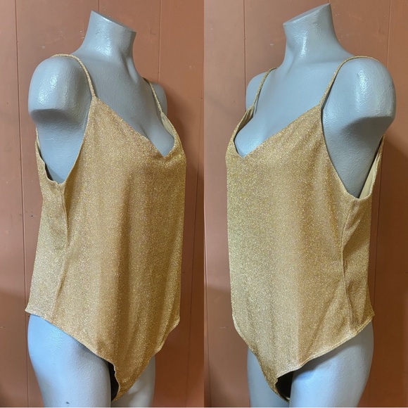 NWT H&M Gold Sparkle Thong Bodysuit XL - Picture 4 of 9